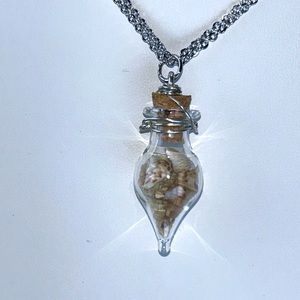 Beach in a Bottle Necklace Shells Stainless Steel Double Chain Boho Mermaid Work